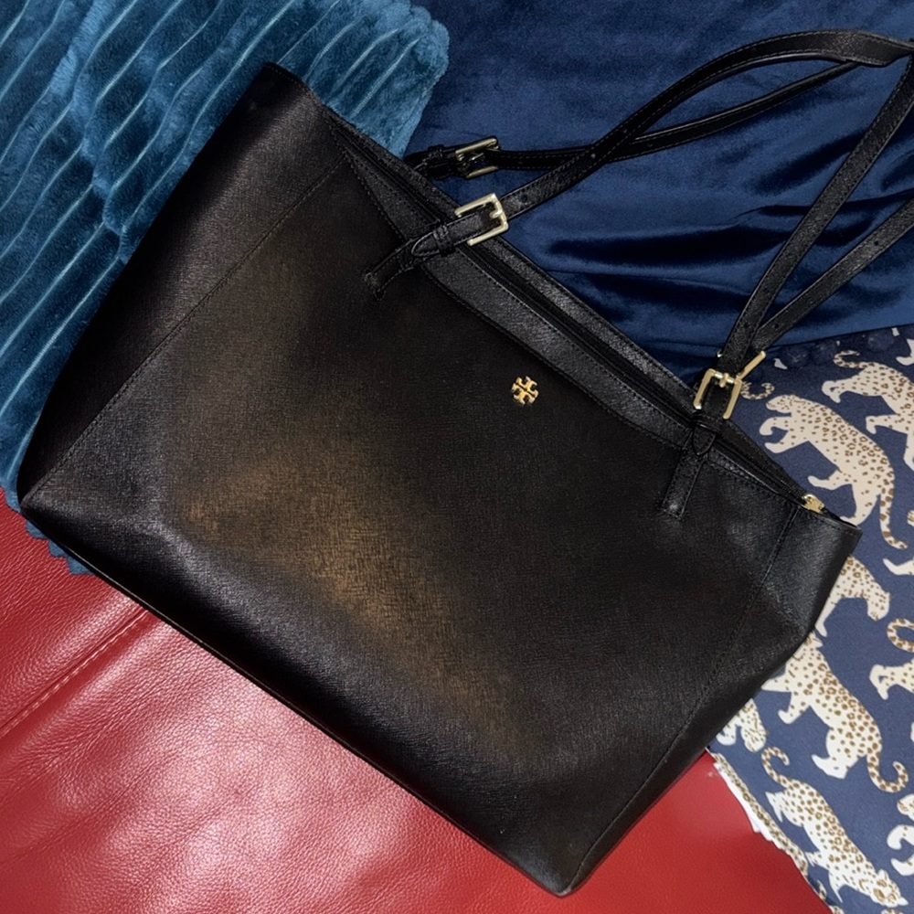 Genuine leather 3-compartment large story Burch Tote